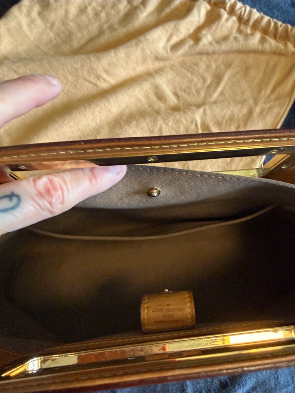 Louis Vuitton Multicolor Monogram Black Canvas & Tan Leather Shoulder Bag - Picture 7 of 16